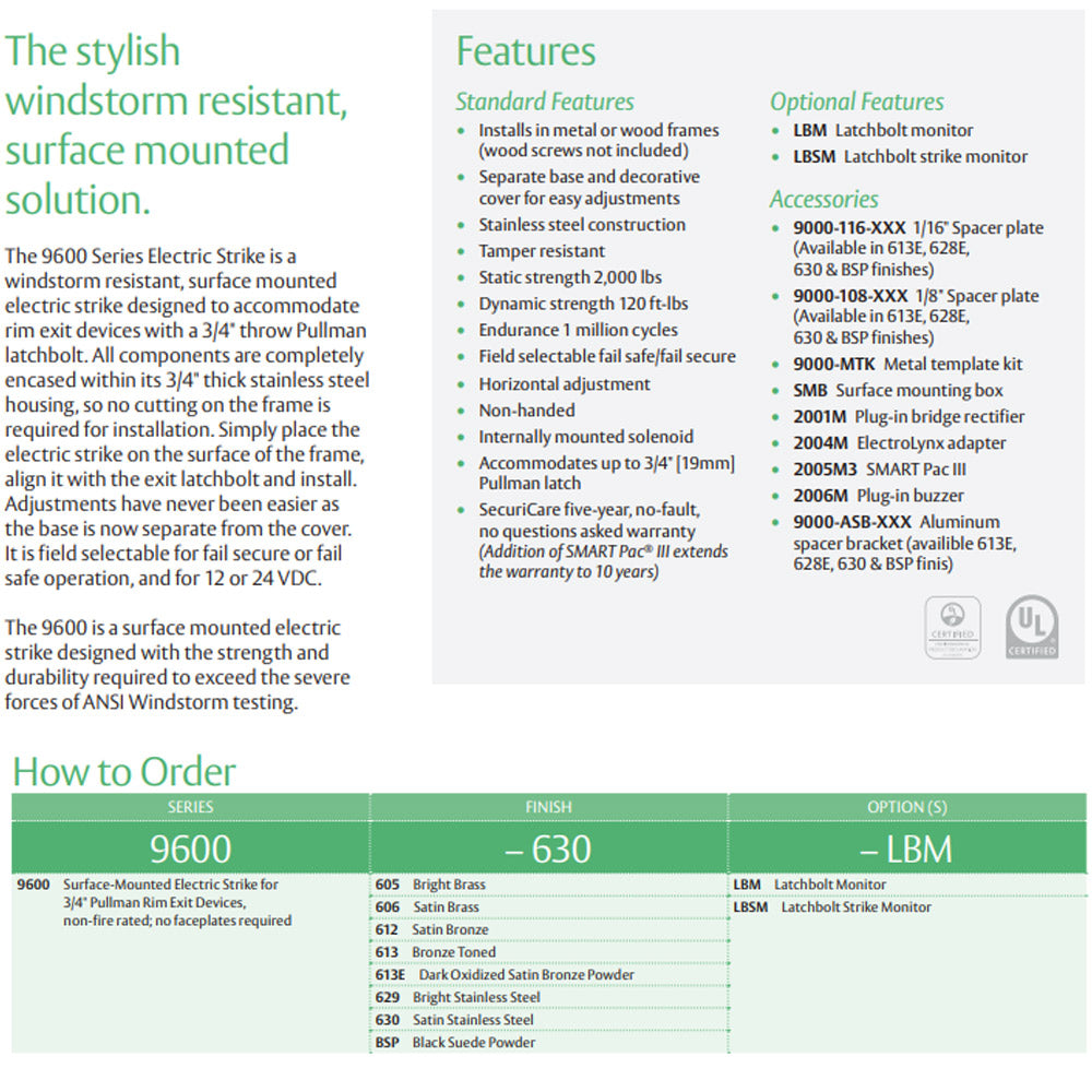 HES 9600 Electric Strike surface mount installation view